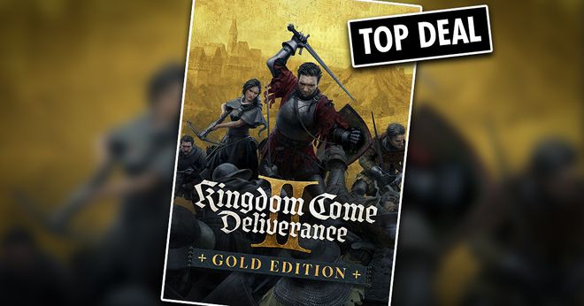 Kingdom Come: Deliverance II Gold Edition cover art with a black and white "TOP DEAL" logo in the corner.
