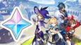 Genshin Impact characters next to the Primogem logo